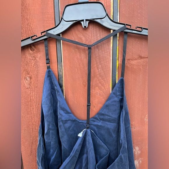 Lunya Washable Silk Cami & Pants Set Sz L Deep Blue T-back Strap - Picture 8 of 8